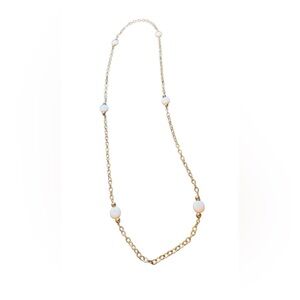 Ceramic Beads Or Glass?  Gold Vintage Necklace